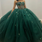 Green Tulle Ball Gown With Butterflies,Sweet 16 Dress, Green Quinceanera Dress Y2344