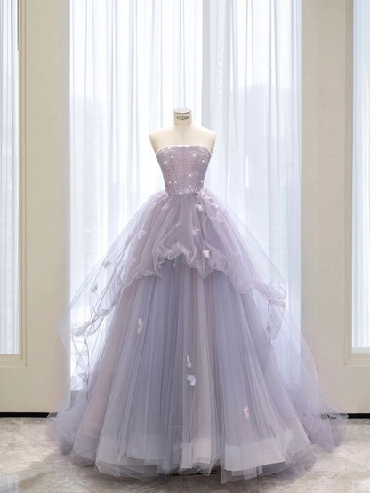 Strapless A-line Tulle Princess Dress,Chic Tulle Ball Gown  Y4498