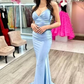 Sexy Purple V-Neck Lace-Up Back Mermaid Long Prom Dress  Y7277