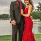 Elegant Red Mermaid Lace-up Back Prom Dress Y6297