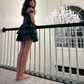 Navy Blue A-Line Sweetheart Lace Tiered Short Homecoming Dress Y8107