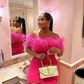 Strapless Hot Pink Homecoming Dress,Chic Party Dress Y2212