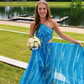 Chic Blue A-line Prom Dress,Blue Formal Gown Y6373