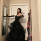 Black Layered Tulle Ruffle Prom Dresses for Women Y1135
