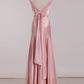 V-Neck Pink Tie Back Mermaid Bridesmaid Dress,Pink Prom Dress Y7151