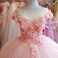Romantic Pink Tulle Ball Gown with Appliques  Y2685