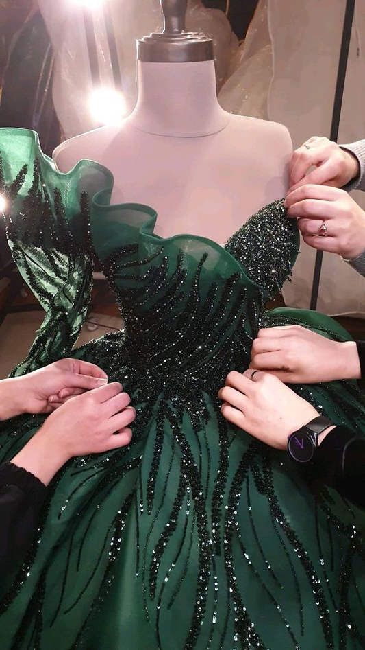 Luxurious Green Ball Gown,Green Sweet 16 Dress  Y6544