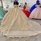 Sparkly Champagne Princess Ball Gown Quinceanera Dresses Elegant Straps Appliques Sweet 16 Dress Y4150