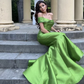 Elegant Off The Shoulder Green Prom Dress,Green Evening Dress Y5348