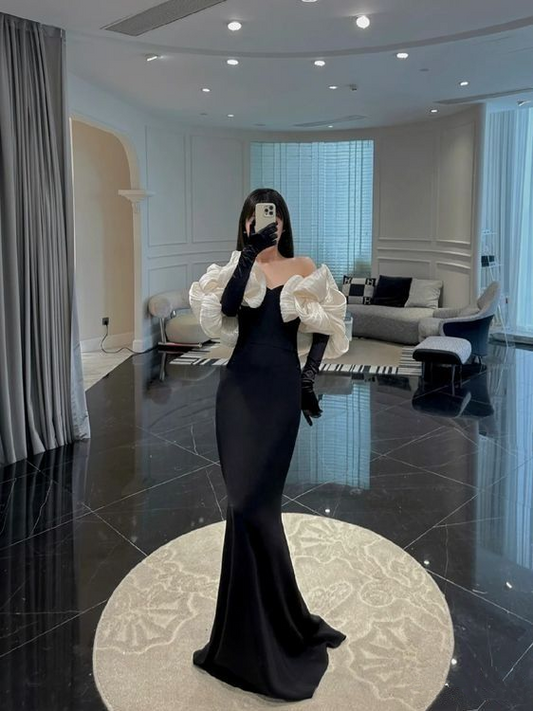 Elegant Black Mermaid Evening Dress,Black Prom Dress  Y7120