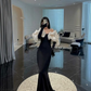Elegant Black Mermaid Evening Dress,Black Prom Dress  Y7120