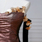 Vintage Off The Shoulder Satin Appliques Long Prom Dress,Mermaid Slit Evening Dress Y8613