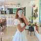 A-line White Homecoming Dress,White Party Dress Y2326