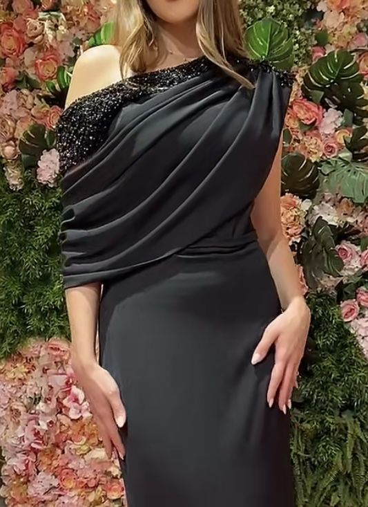 Chic Black Long Evening Dress,Gala Dress,Reception Dress Y6418