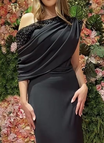 Chic Black Long Evening Dress,Gala Dress,Reception Dress Y6418