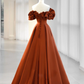 Simple A-Line Satin Orange Long Prom Dress, Orange Formal Evening Dress Y2585