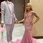 Luxurious Pink Mermaid Prom Dress,Pink Evening Gown Y5451