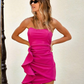 Fuchsia Strapless Homecoming Dress with Pleated Y2920