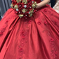 Red Off The Shoulder Ball Gown With Appliques Sweet 16 Dress  Y6454