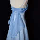 Elegant Blue Satin Spaghetti Straps Evening Gown A Line Long Party Dress Prom Dress Y7557