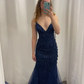 Vintage Navy Blue Prom Dress Sexy Mermaid Evening Dress Y7888