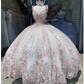 Princess Quinceanera Dress Ball Gown Flowers Appliques Pink White Sweet 16 Party Dress Y6301
