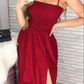 Simple Burgundy A-line Prom Dress,Summer Maxi Dress  Y7127