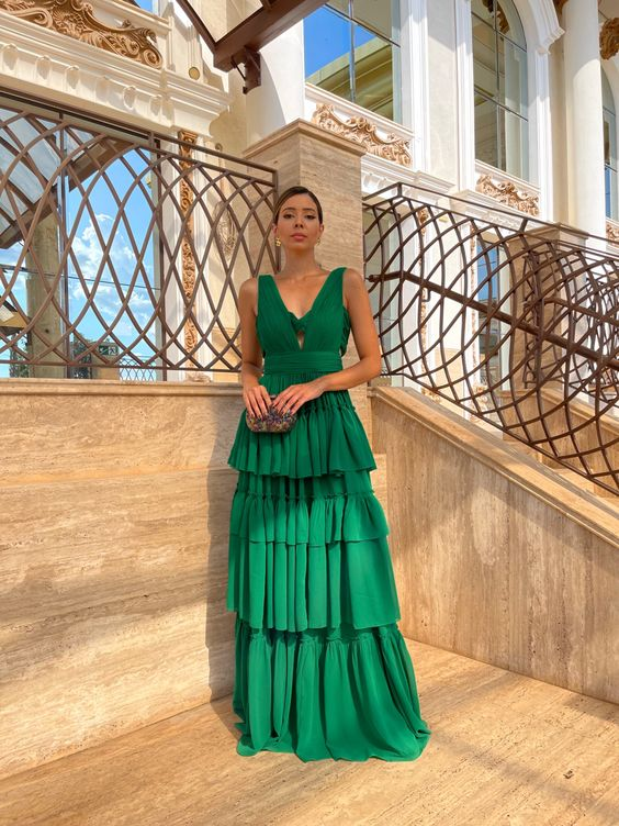 A Line Green Evening Dress Long Formal Occasion Dresses Y4725