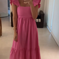 Elegant A-line Pink Evening Dress,Pink Vacation Dress Y5278