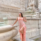 Modest Pink Long Prom Dress,Pink Formal Gown Y2370