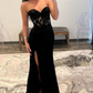 Sheath Sweetheart Long Satin Prom Dress with Slit Y5350