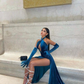 Sexy Velvet Long Prom Dress Winter Prom Gown  Y4152