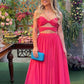 Sexy Hot Pink Waist Cut Out Evening Dress Formal Gown Y2699