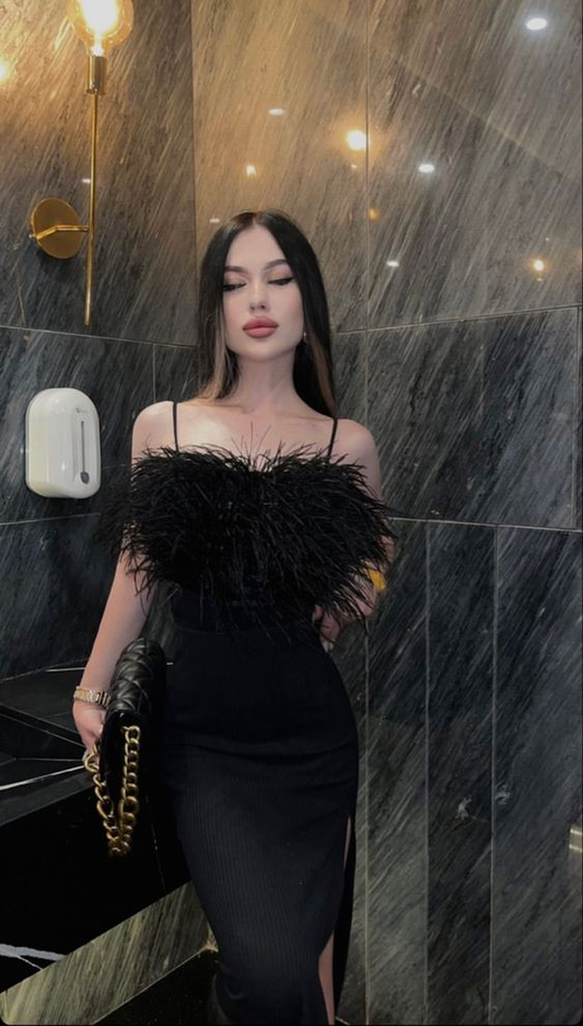 Classy Black Long Prom Dress With Split,Black Evening Dress Y6419