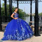 Royal Blue Ball Gown Quinceanera Dresses 3D Flower Sweetheart Sweet 15 16 Prom Party Gowns Y2821