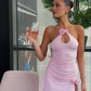 Sexy Pink Mini Homecoming Dress with Rose Flowers Y2851