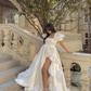 Vintage White Satin Wedding Dress,White Bridal Dress  Y2373