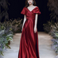 A-line Evening Dress V-neck Prom Gown Short Cap-sleeve Party Robe Long Satin Formal Women Custom-made Dress Y4574