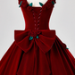 Beautiful Burgundy Velvet Quinceanera Dress Birthday Ball Gown With Rose Flowers Y7750