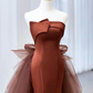 Mermaid Tulle Satin Long Prom Dress, Mermaid Evening Dress Y4348