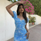 Blue Tie-dye Bodycon Dress Chic Homecoming Dress Y2687