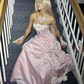 Charming Pink Strapless Long Satin Prom Dresss Formal Evening Dress Ball Gown  Y8192