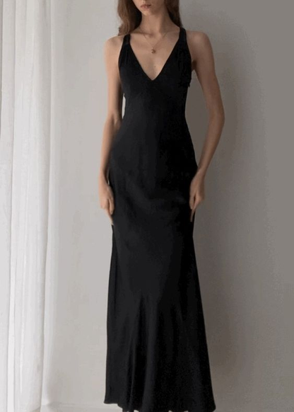 Classy Black V Neck Long Prom Dress,Black Formal Gown Y4708