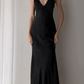 Classy Black V Neck Long Prom Dress,Black Formal Gown Y4708