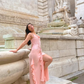 Modest Pink Long Prom Dress,Pink Formal Gown Y2370