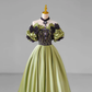 Chic Green Bow Lace Beaded Satin Prom Dress Off-The-Shoulder Ball Gown  Y7745