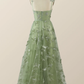 Sage Green Butterfly A-line Long Formal Dress Evening Dress  Y2801