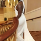Vintage Mermaid Halter Sleeveless Ivory Long Prom Dress Y6608