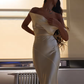 Women Satin Lace Up Backless Long Dress Elegant Bodycon Prom Dresses Y4624