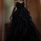 Black Layered Tulle Ruffle Prom Dresses for Women Y1135